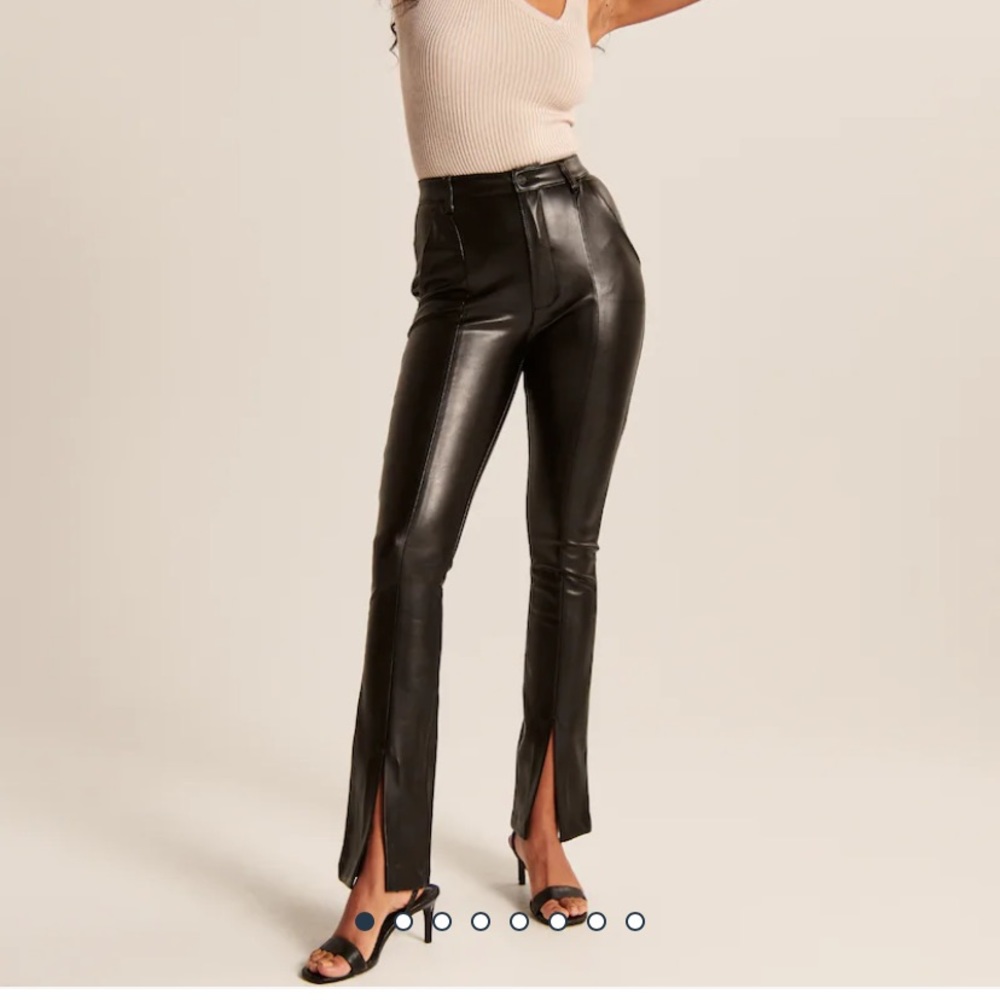 abercrombie black leather pants